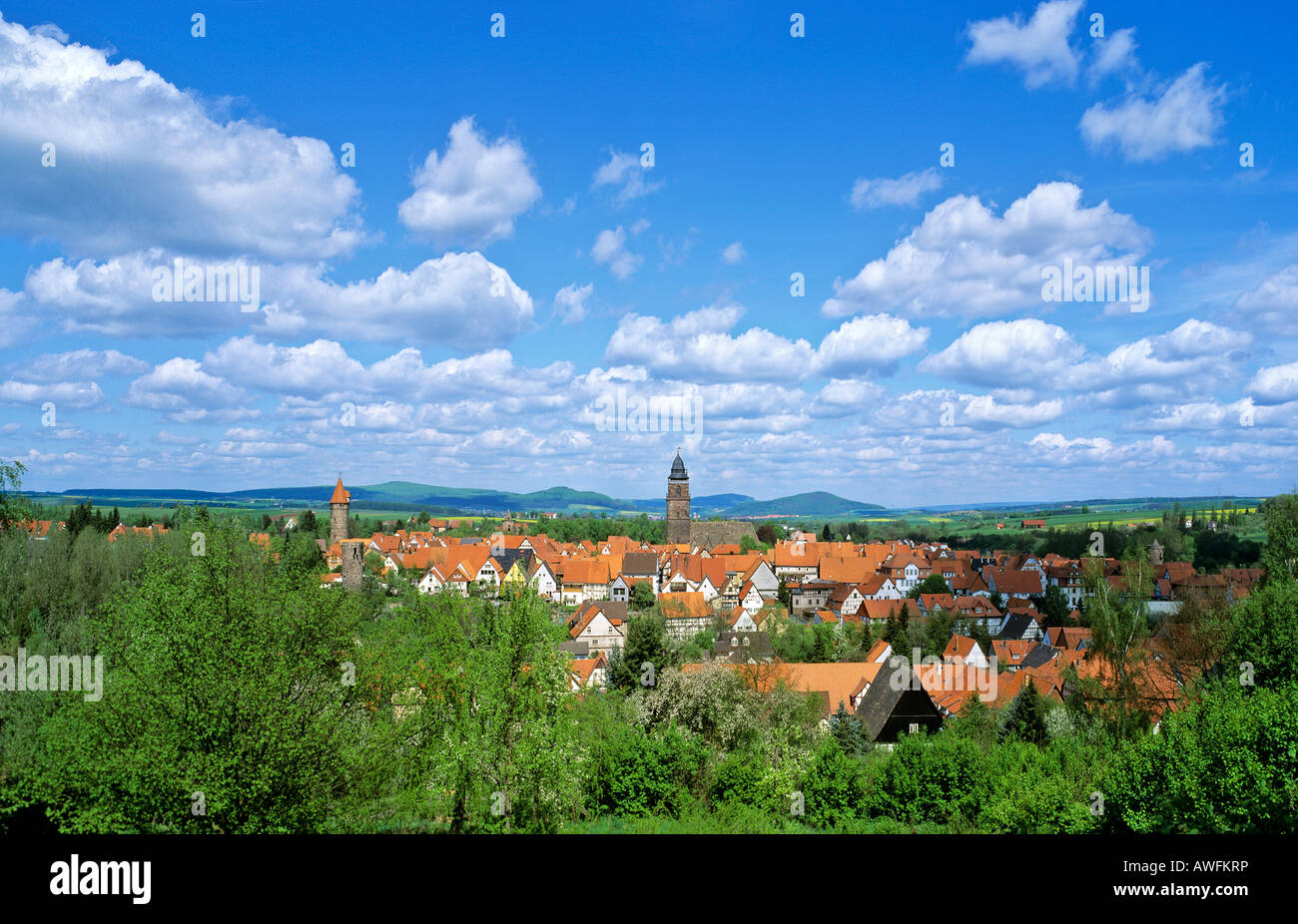 Vue panoramique de la ville de Grebenstein, Hesse, Germany, Europe Banque D'Images