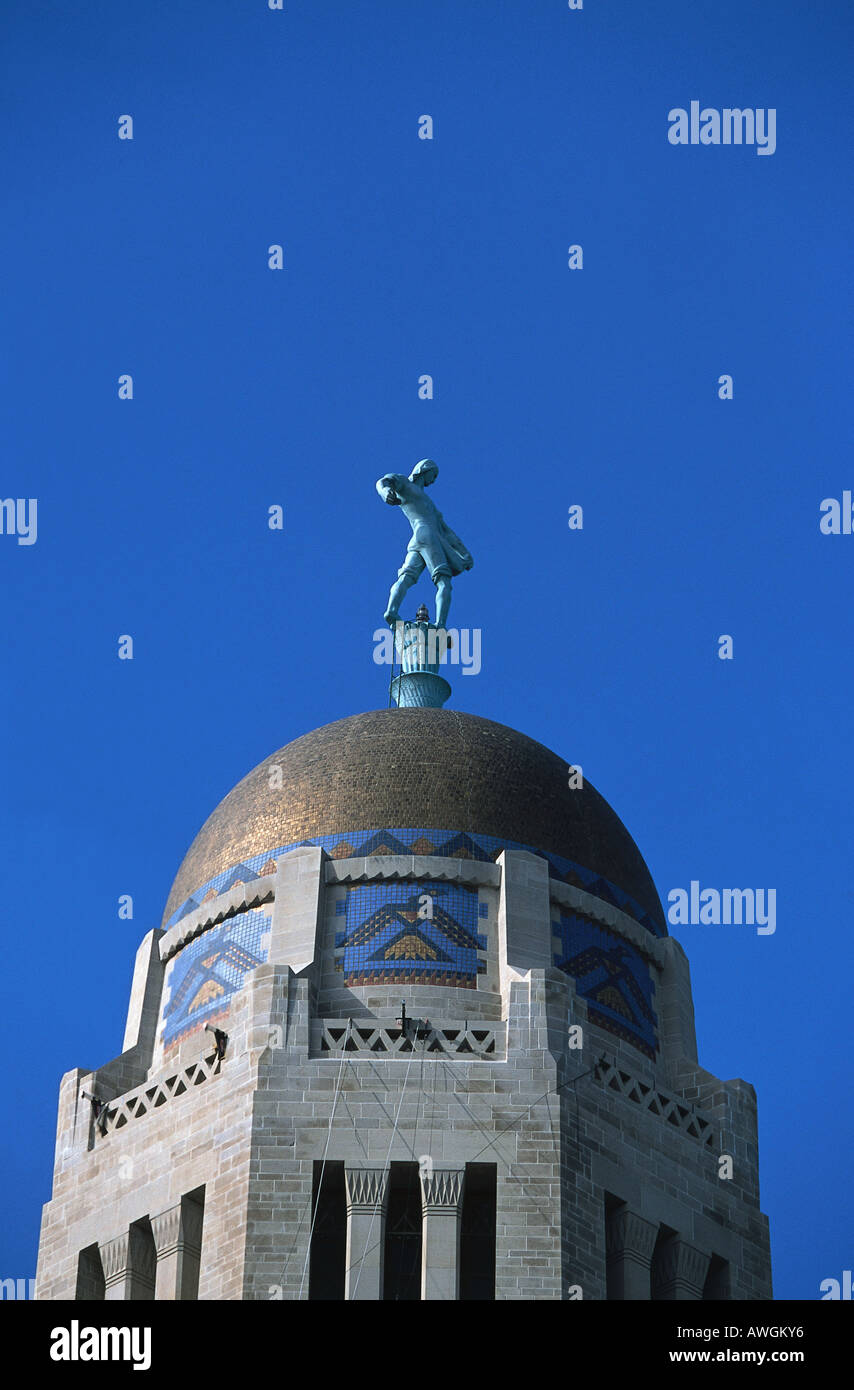USA, Nebraska, Lincoln, Nebraska State Capitol, calcaire de l'Indiana tower Banque D'Images