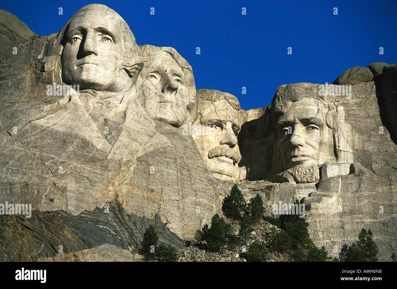 USA, Dakota du Sud, Great Plains, Black Hills, Mount Rushmore National Memorial, géant de têtes sculptées des présidents Banque D'Images