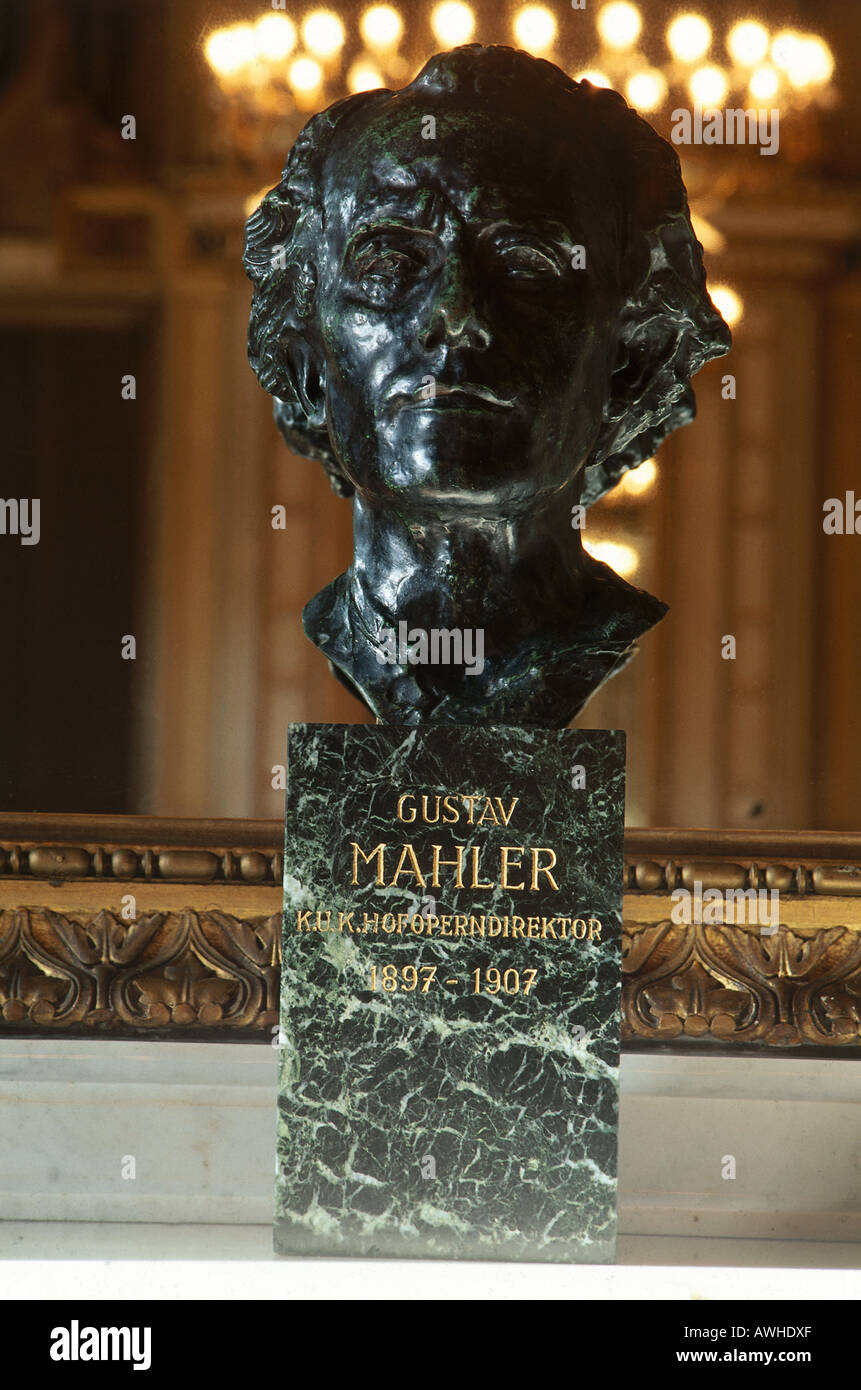 Buste en marbre noir de Gustav Mahler, Vienne. Banque D'Images
