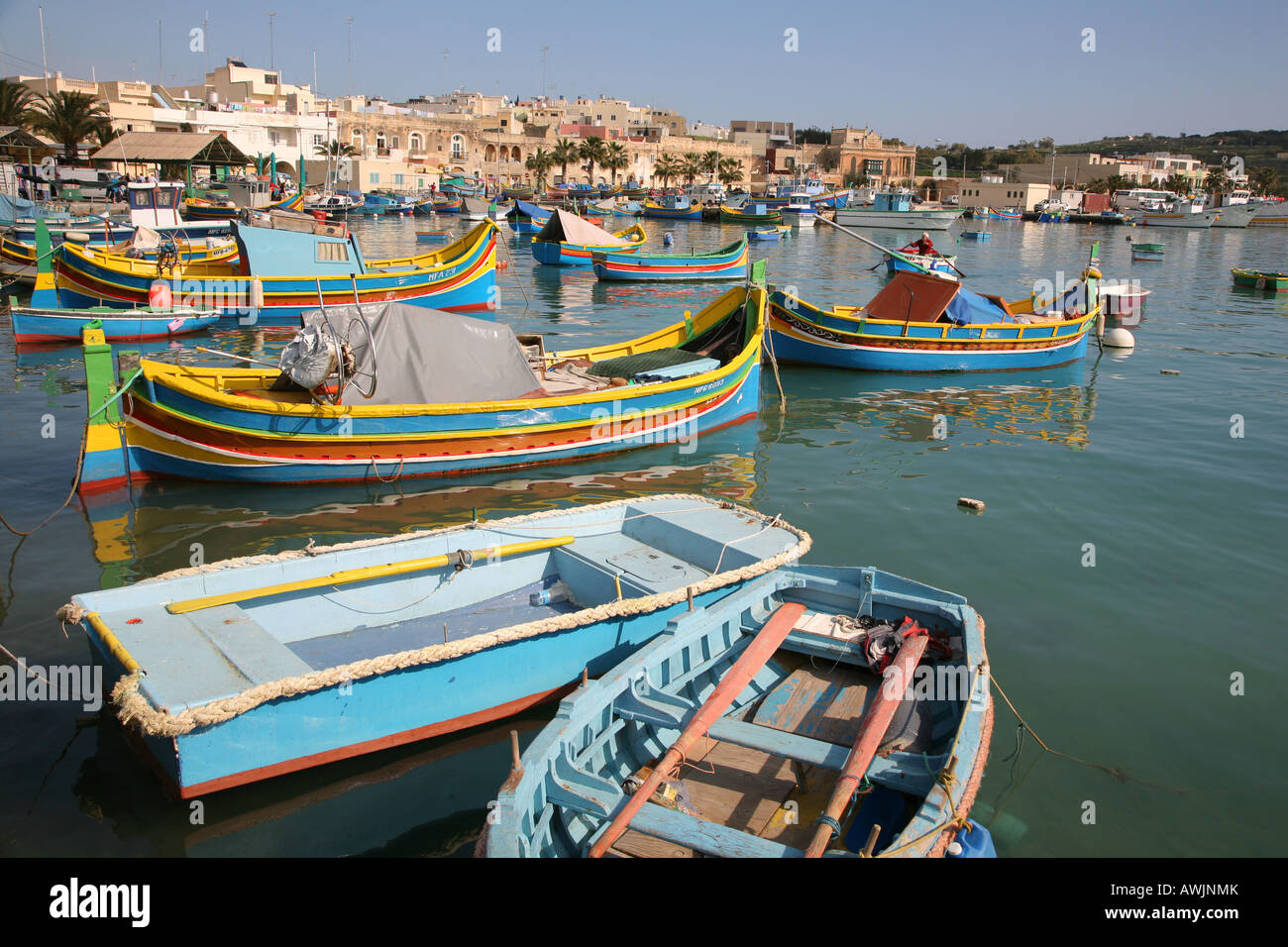 Malte Le village de pêcheurs de Marsaxlokk Banque D'Images