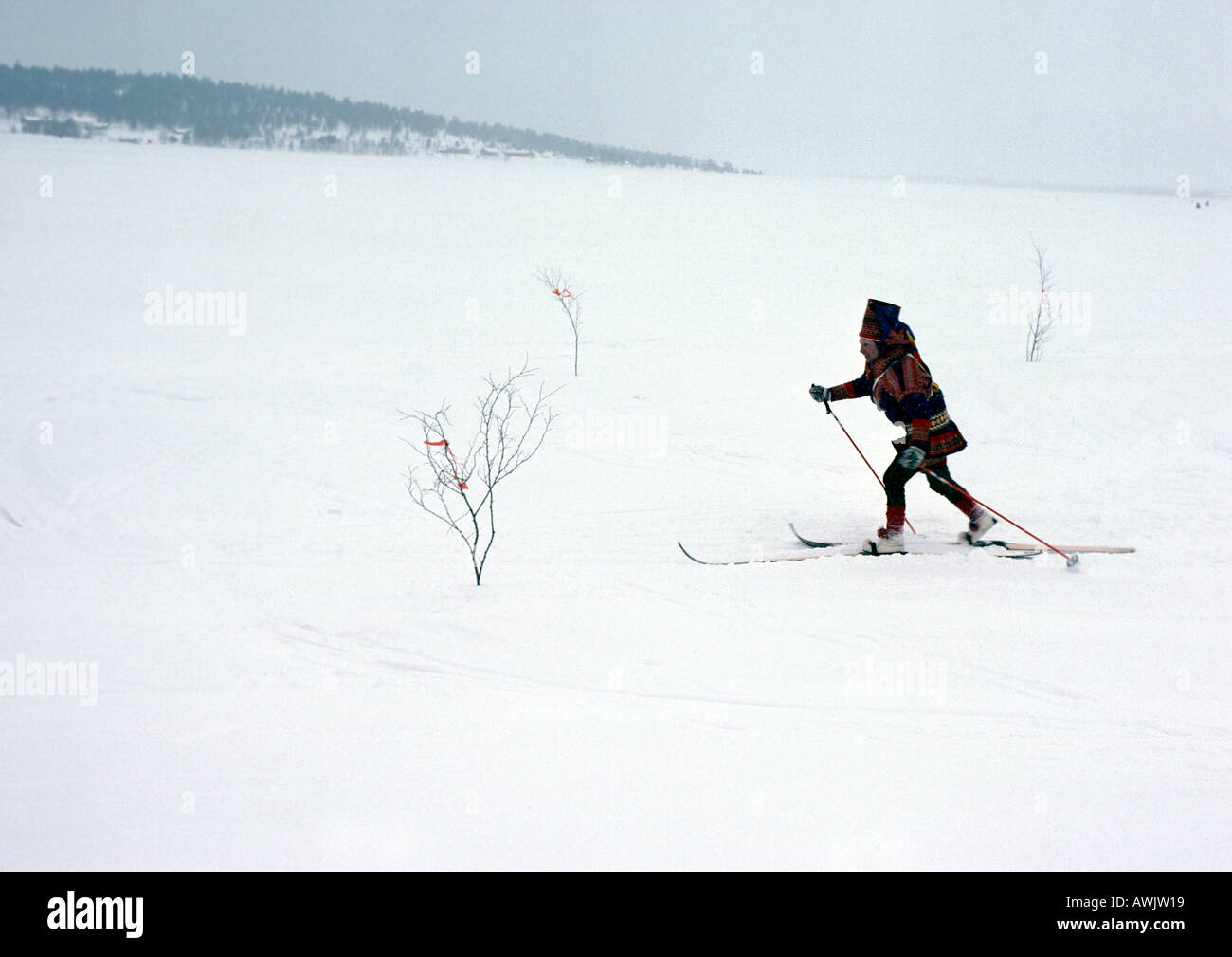 Saami de Finlande, le ski de fond Banque D'Images