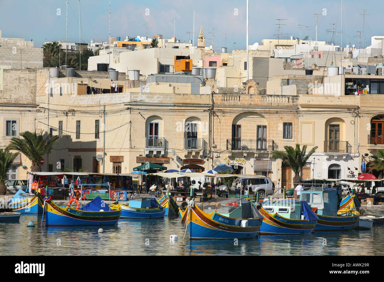 Malte Le village de pêcheurs de Marsaxlokk Banque D'Images