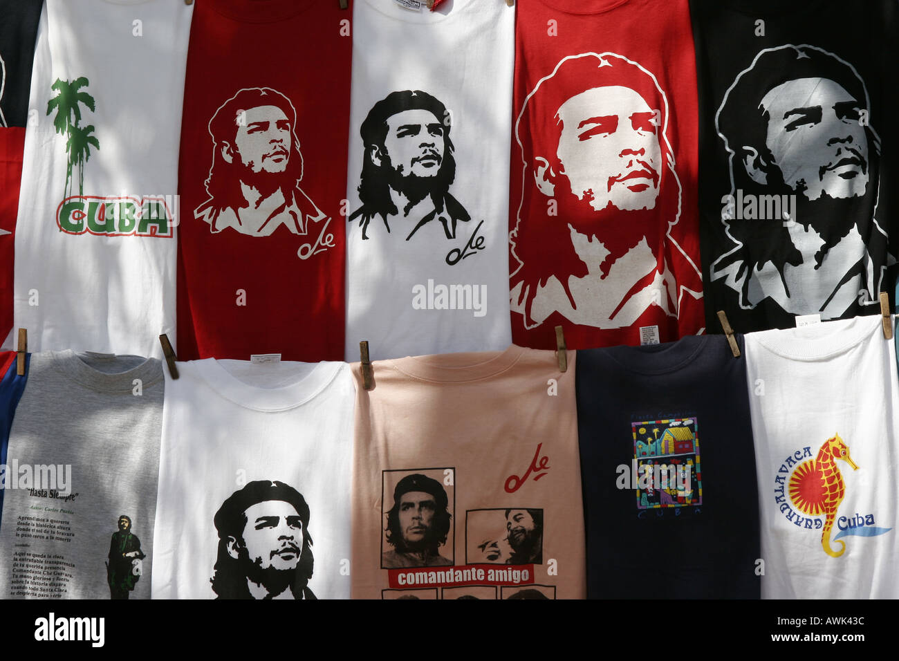 T-shirts de Che Guevara Cuba Banque D'Images
