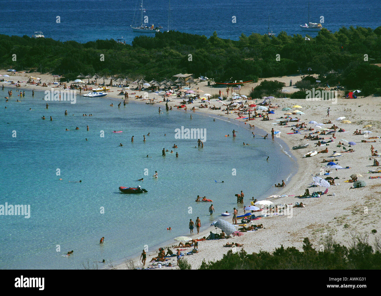 France, Corse, plage bondée Banque D'Images