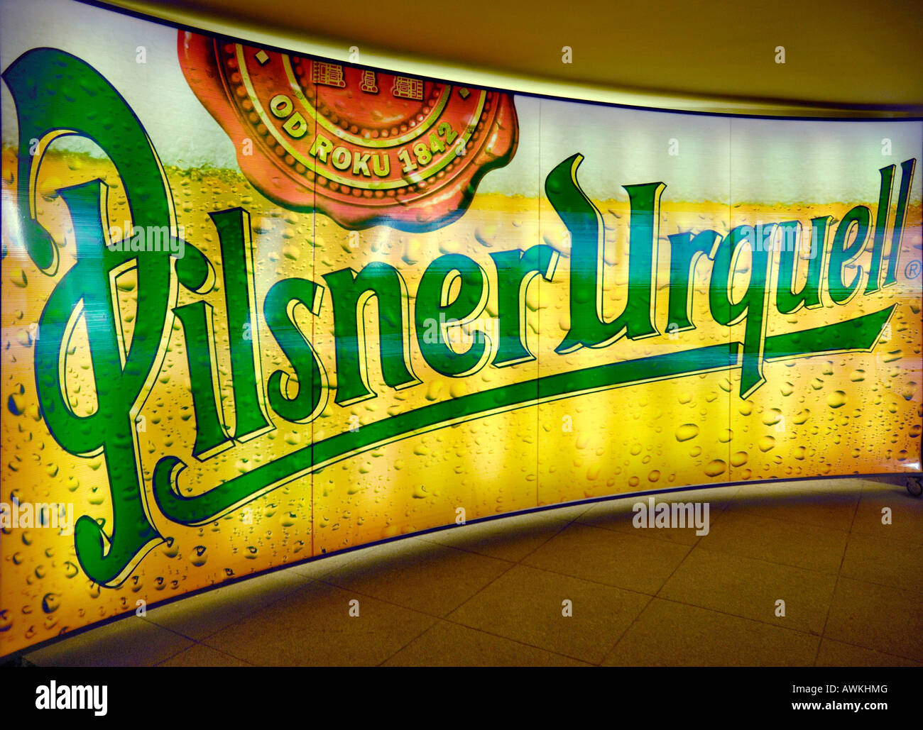 Signe de Pilsner Urquell. PLZEN RÉPUBLIQUE TCHÈQUE (CZE) Banque D'Images