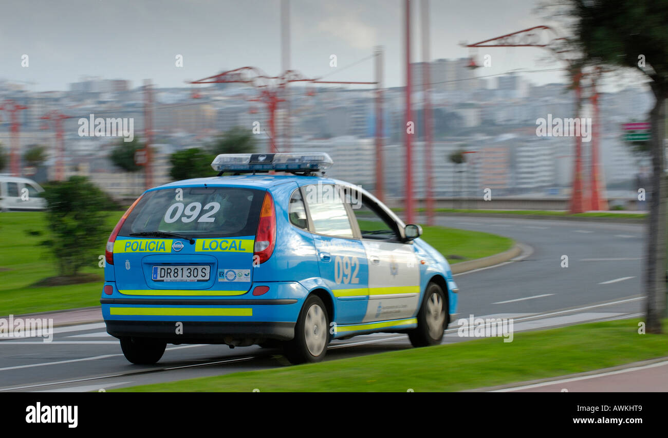 Voiture de police À LA COROGNE Galice Espagne Banque D'Images
