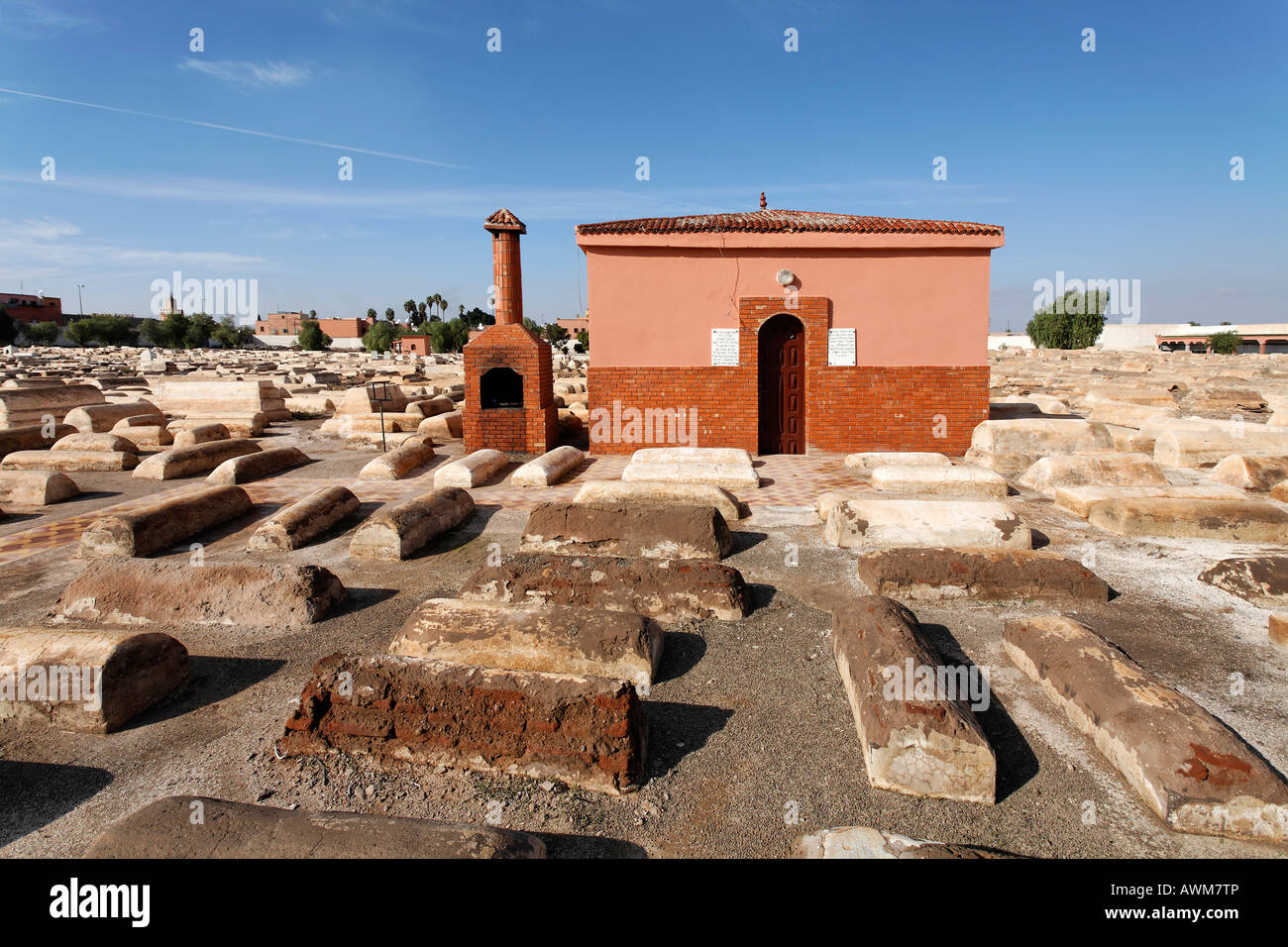 Petite maison de prière à l'ancien cimetière juif, Mellah, Medina, Marrakech, Maroc, Afrique Banque D'Images