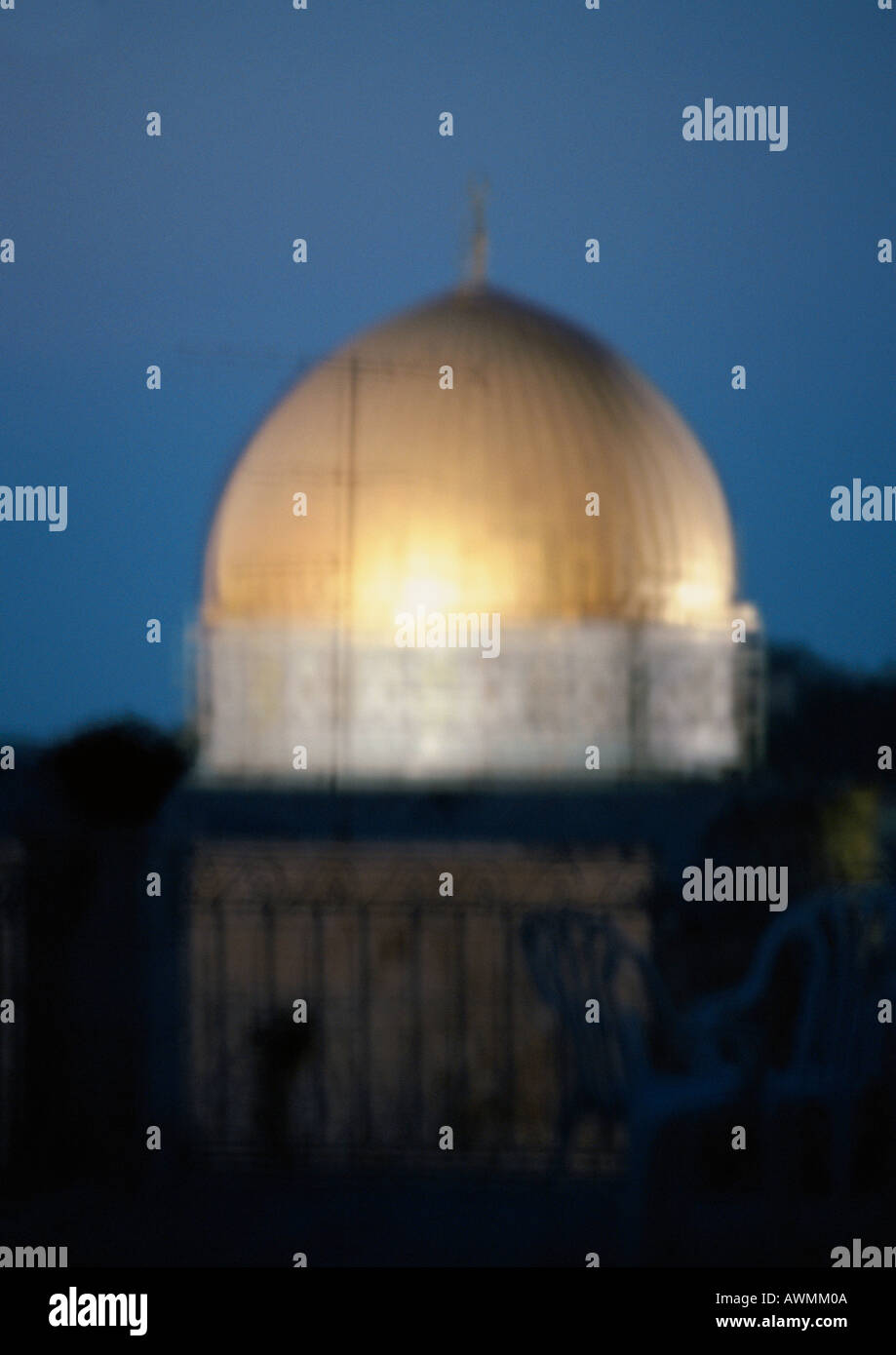 Israël, Jérusalem, Dôme du rocher la nuit, blurred Banque D'Images