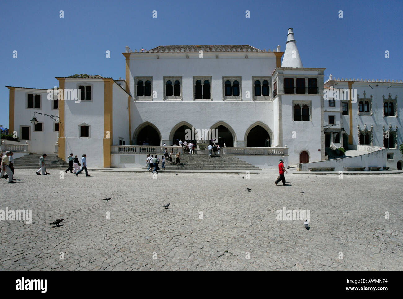 L'extérieur de l'avant du Palais National de Sintra, Portugal Banque D'Images