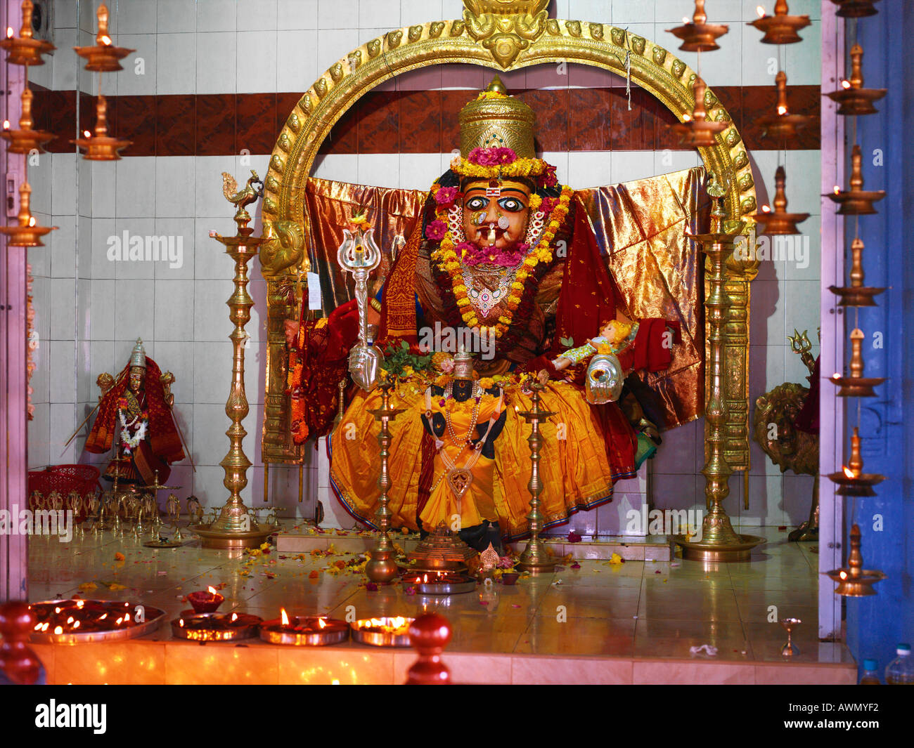 Maurice Durga Kali dans Temple sanctuaire intérieur de temple tamoul Banque D'Images