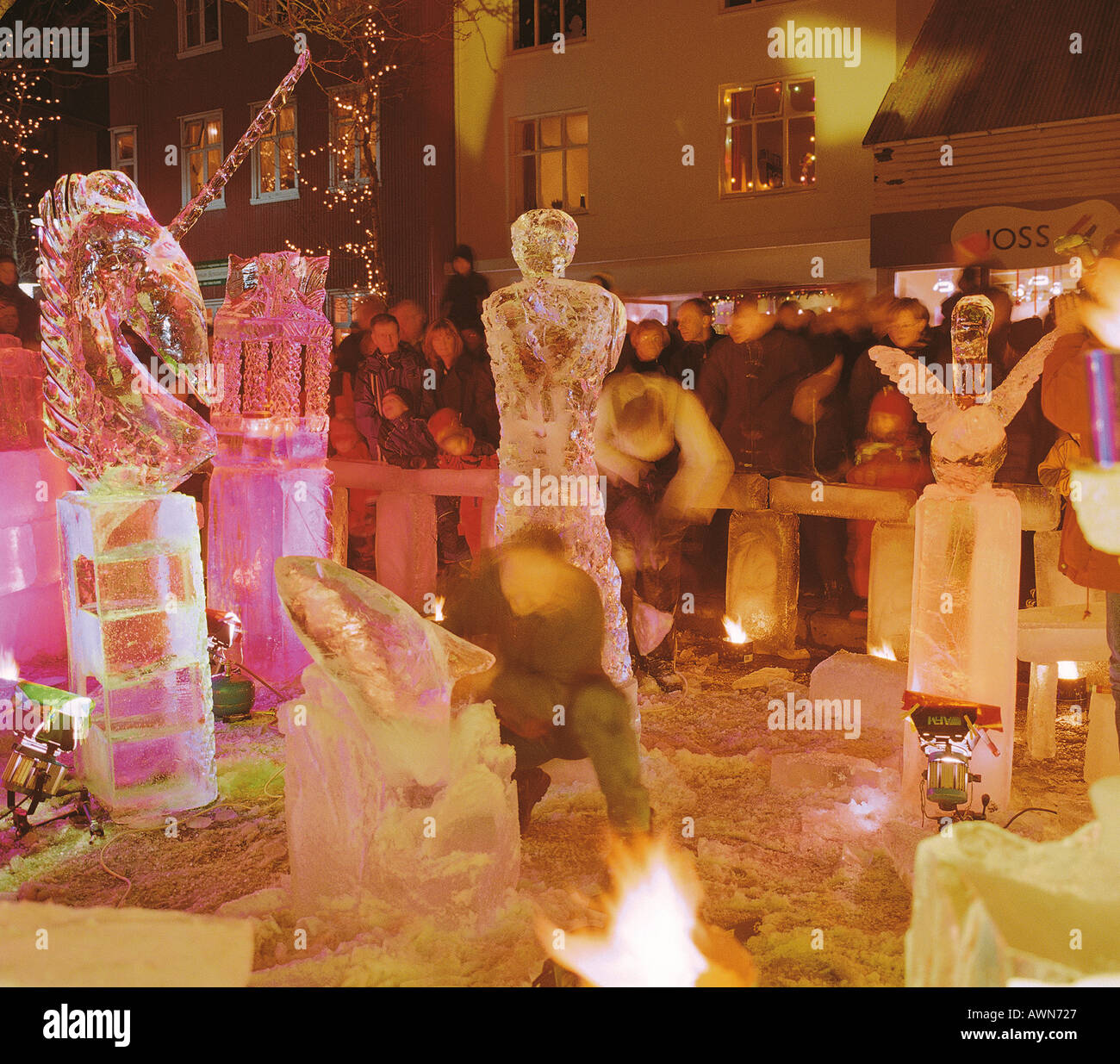 Sculptures sur glace Reykjavik Islande Banque D'Images