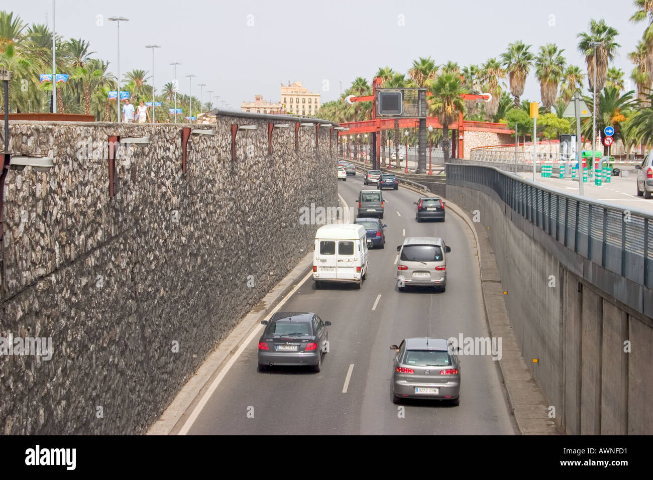 Barcelone Espagne La circulation en zone portuaire Banque D'Images