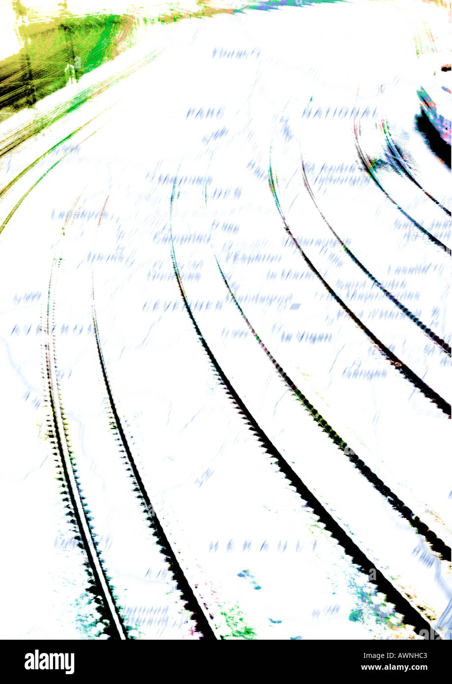 Traintracks superposée à la carte Banque D'Images