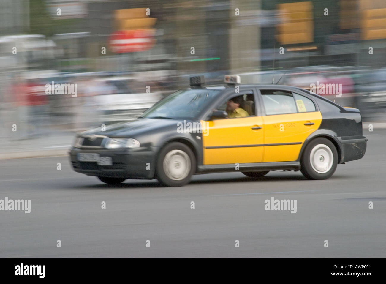 Barcelone Espagne Taxi Banque D'Images