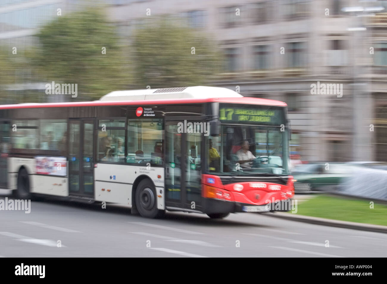 Barcelone Espagne bus des transports publics Banque D'Images