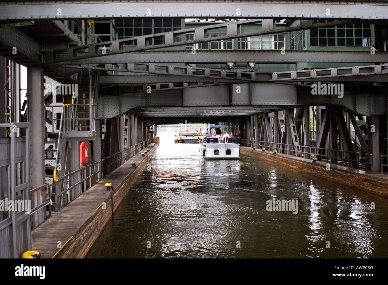 Ship Canal ascenseur Niederfinow à Brandebourg, Allemagne, Europe Banque D'Images