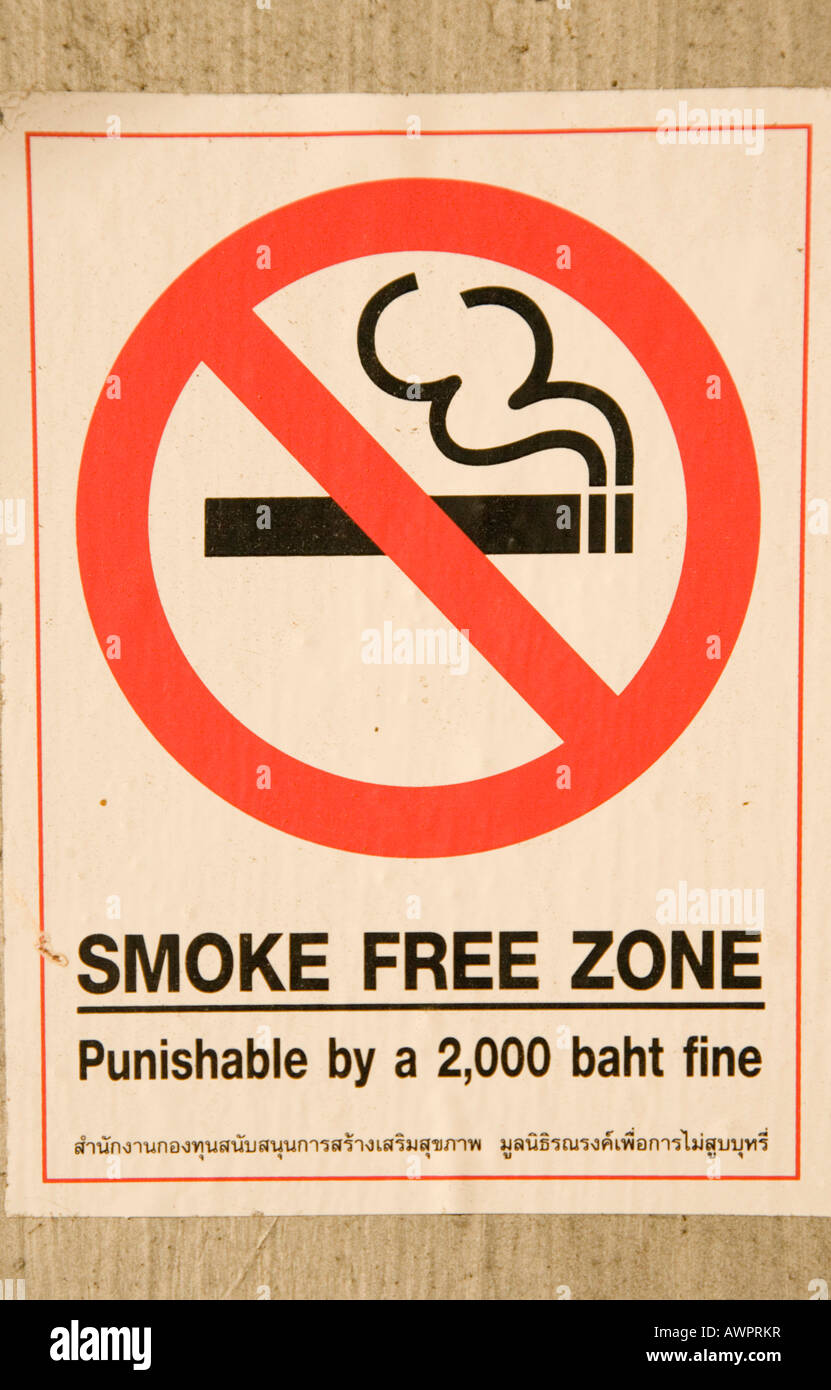 Zone sans fumée, la Thaïlande, l'Asie Banque D'Images