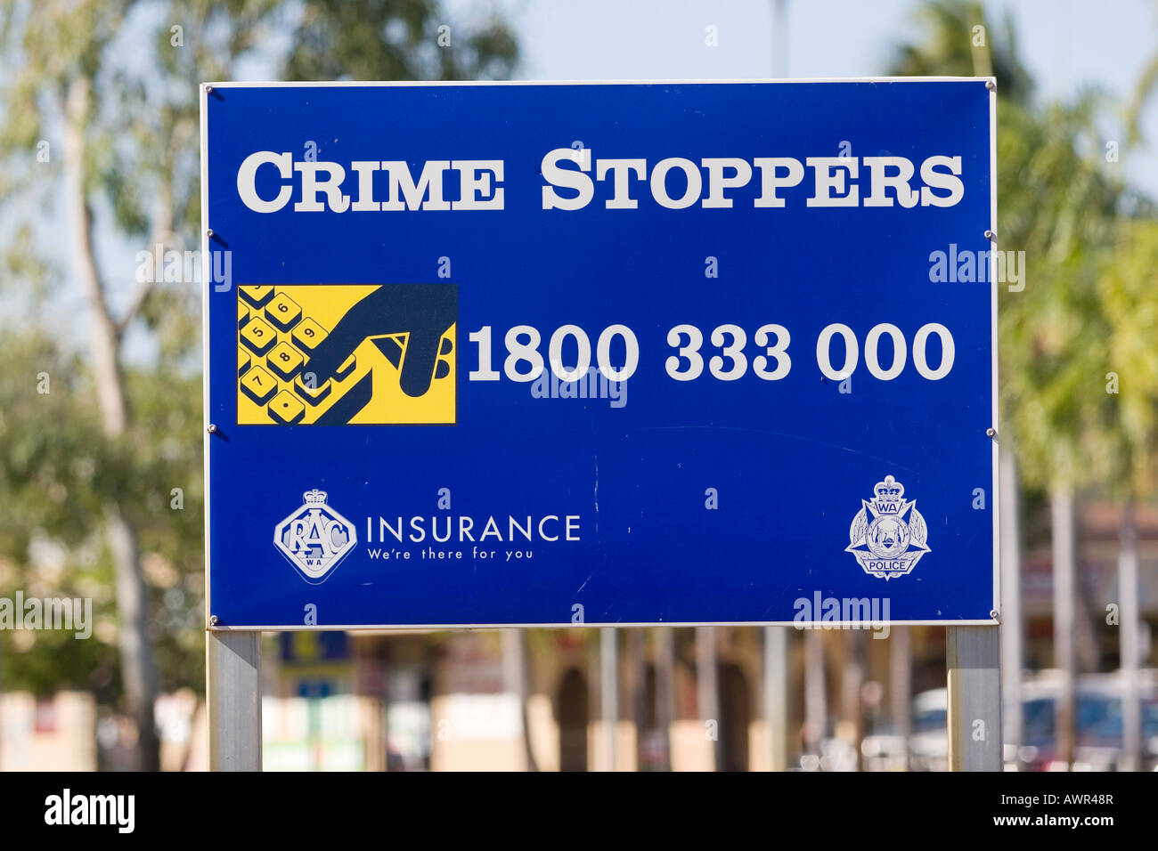 Échec au crime, signe, Kununurra, Australie occidentale, WA, Australie Banque D'Images