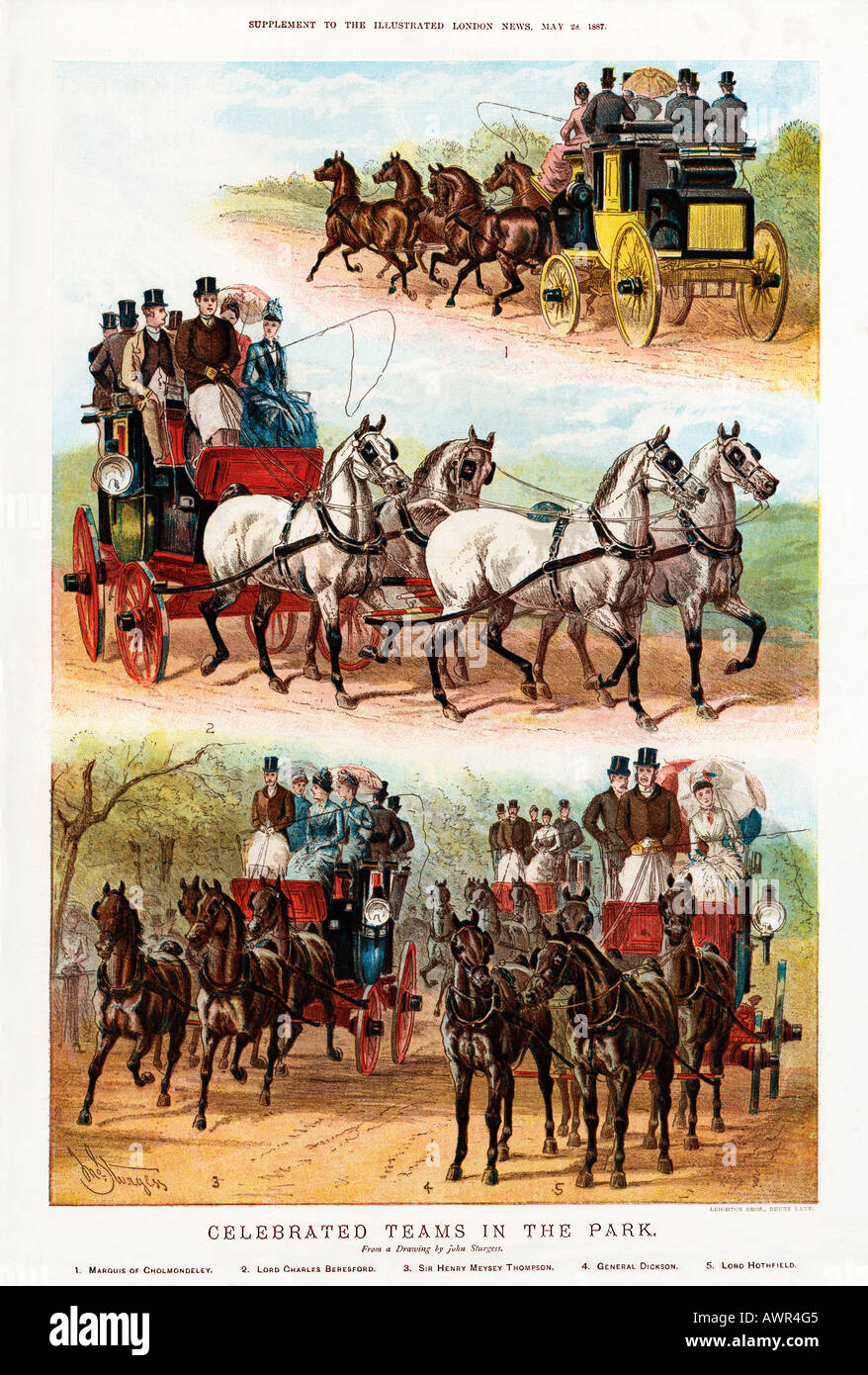 Les équipes ont célébré 1887 imprimer de l'aristocratie anglaise paradant dans Hyde Park Lord Charles Beresford dans le centre Banque D'Images