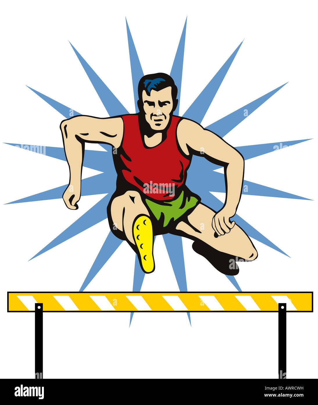 Saut d'obstacle de l'athlète Banque D'Images