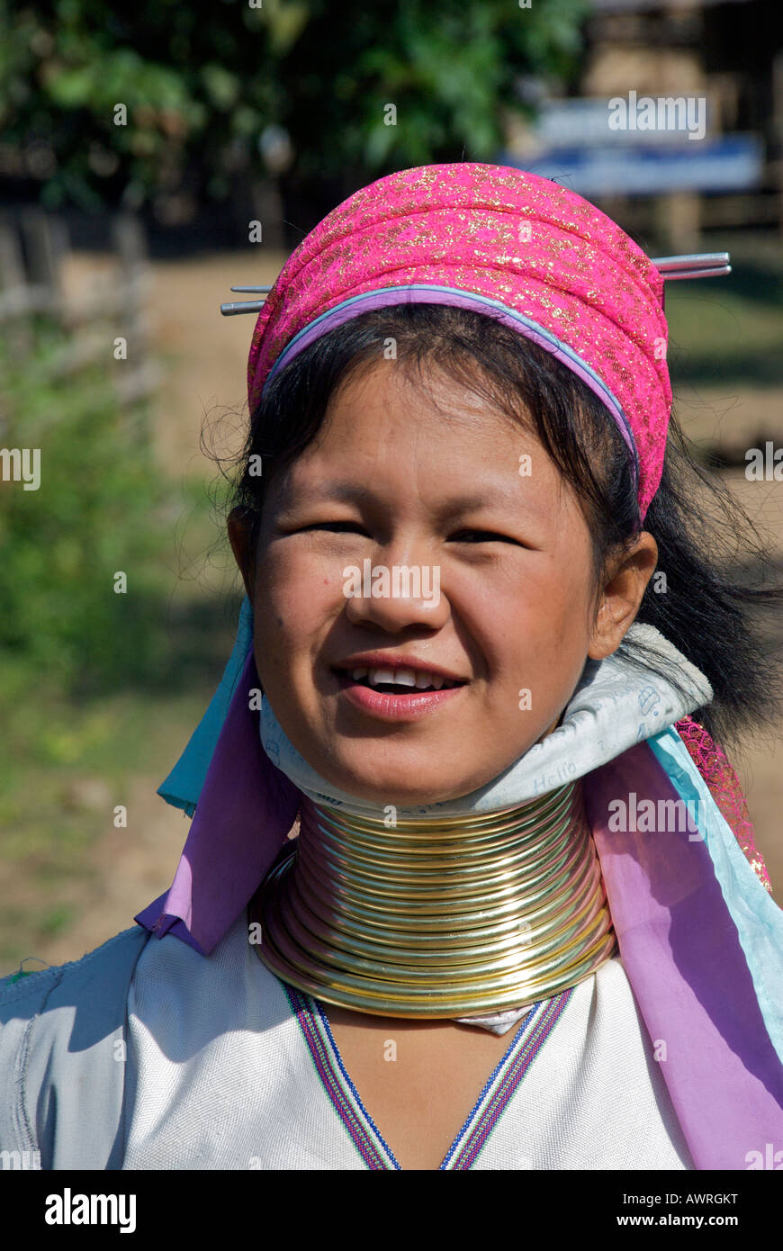 Long cou Karen hill tribe girl Ban Huay Mae Hong Son, province du nord de la Thaïlande Banque D'Images