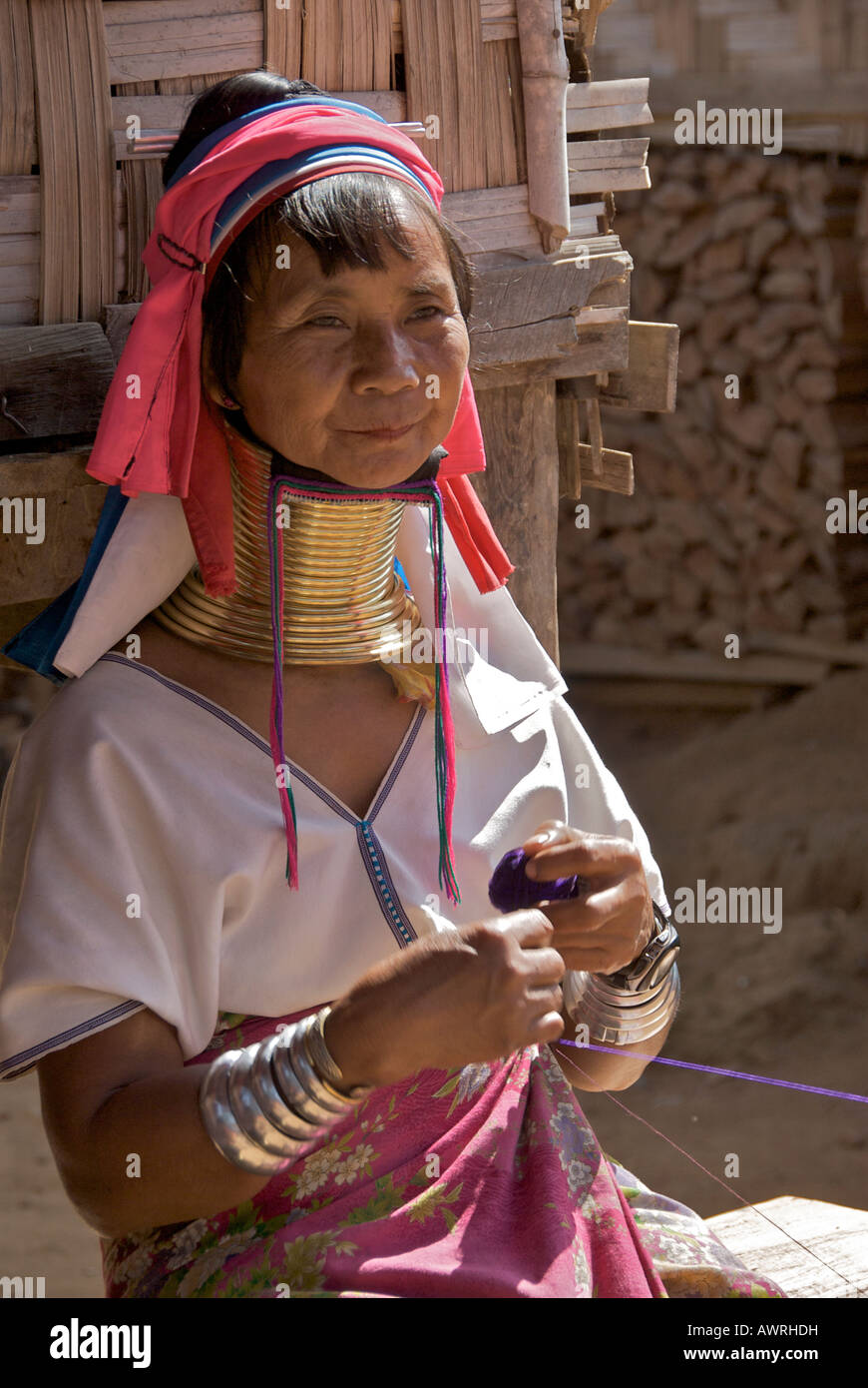 Long cou Karen hill tribe femme Ban Huay Mae Hong Son, province du nord de la Thaïlande Banque D'Images