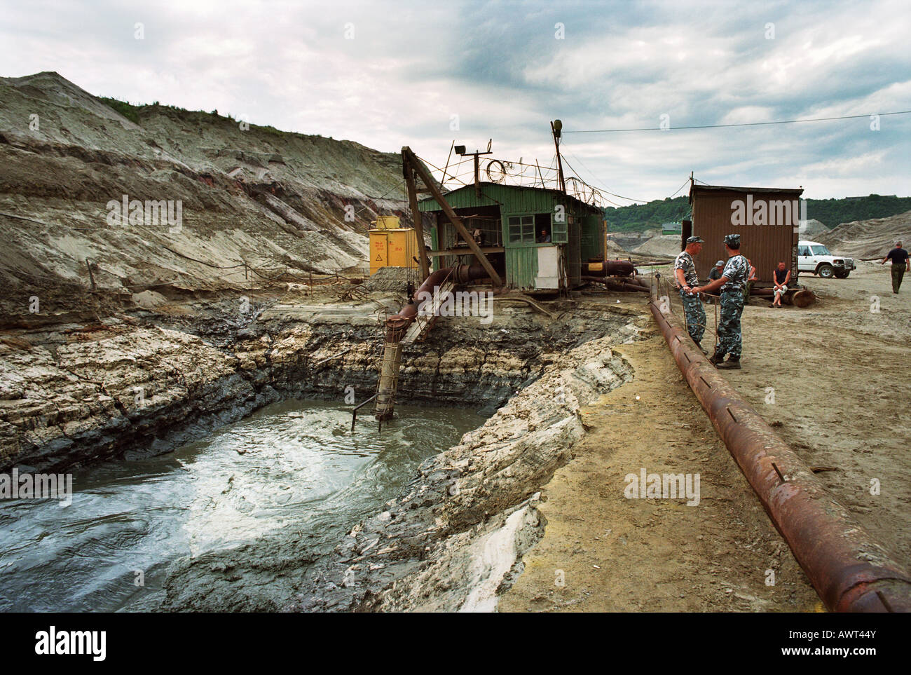 L'exploitation minière en surface ambre Jantarny, Russie Banque D'Images