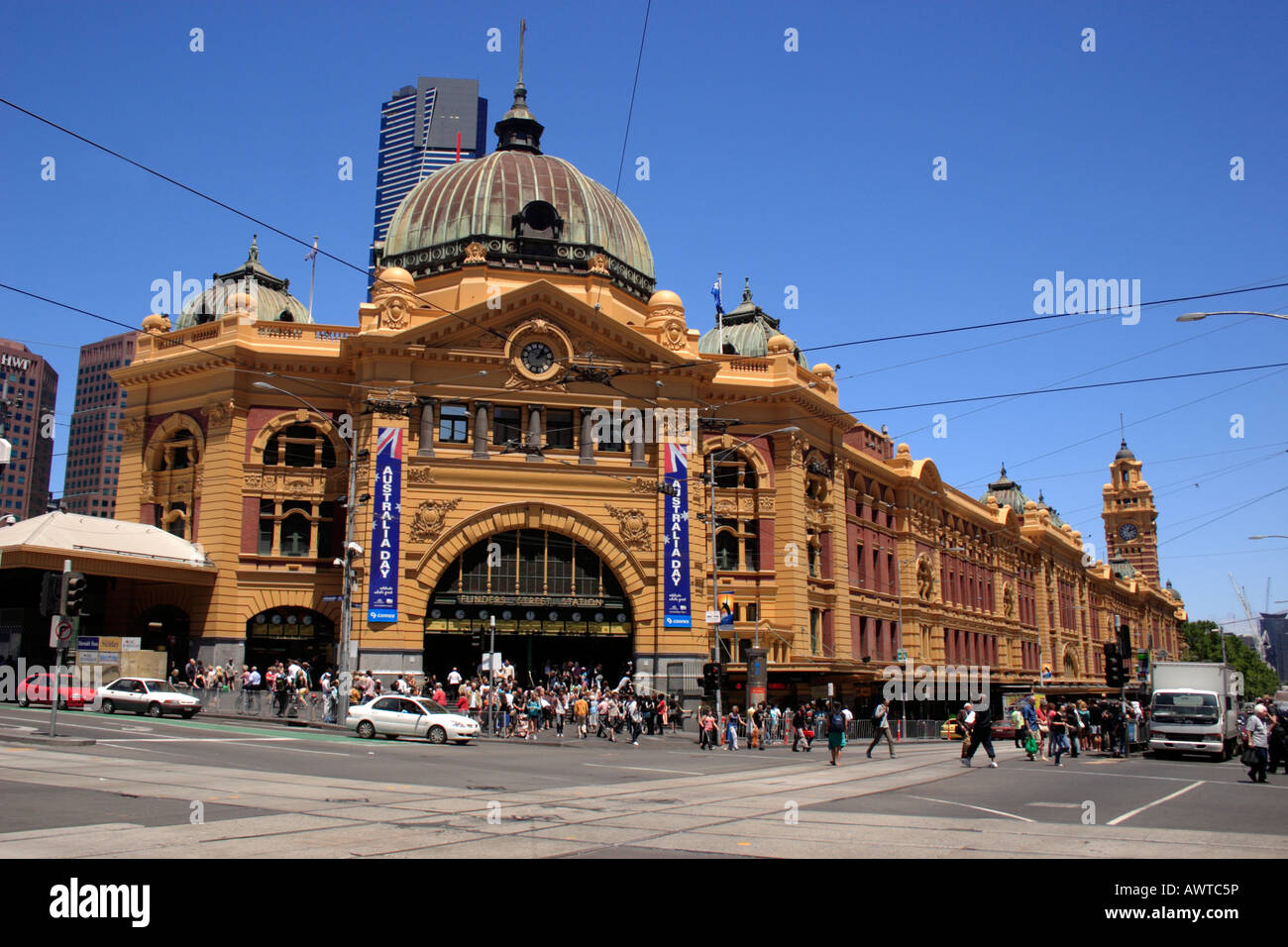 La gare Flinders Melbourne Australie Stree Banque D'Images