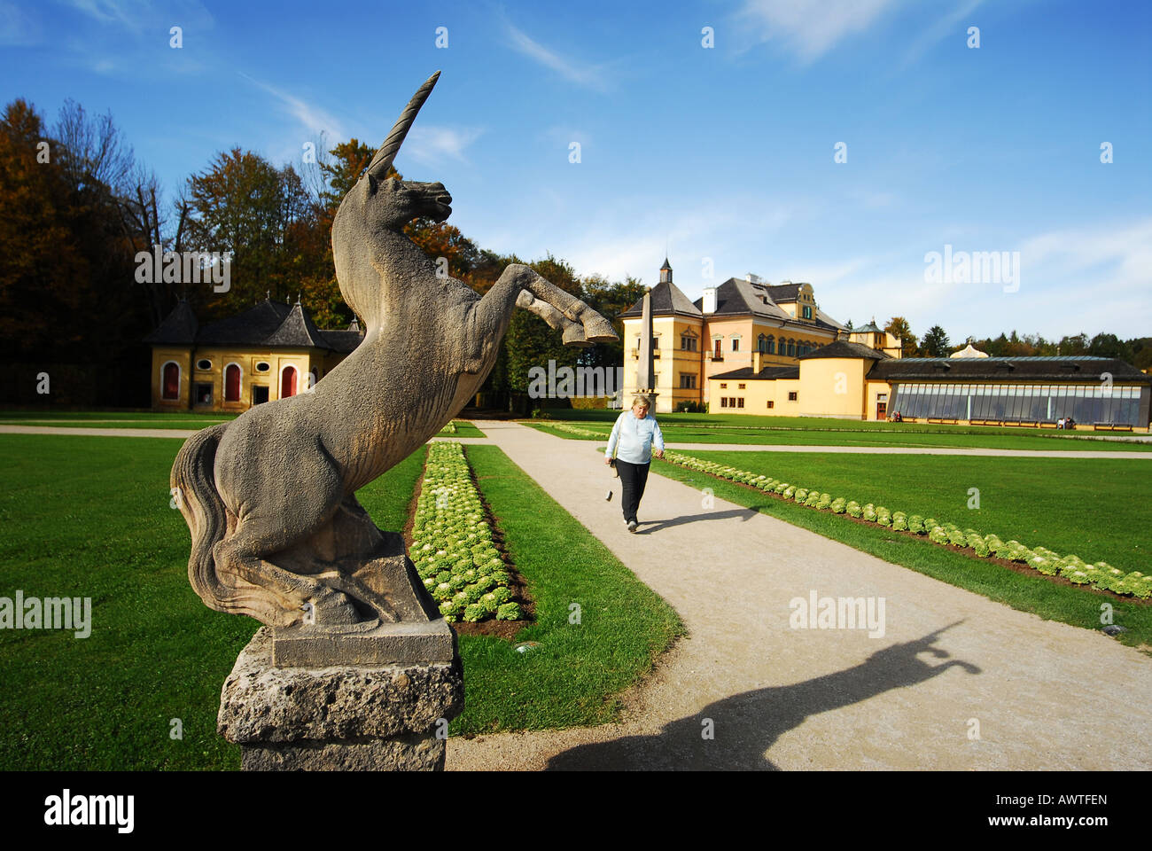 Am Schloßpark Hellbrunn Salzburg - Brunnen mit Salisburgo Autriche Banque D'Images