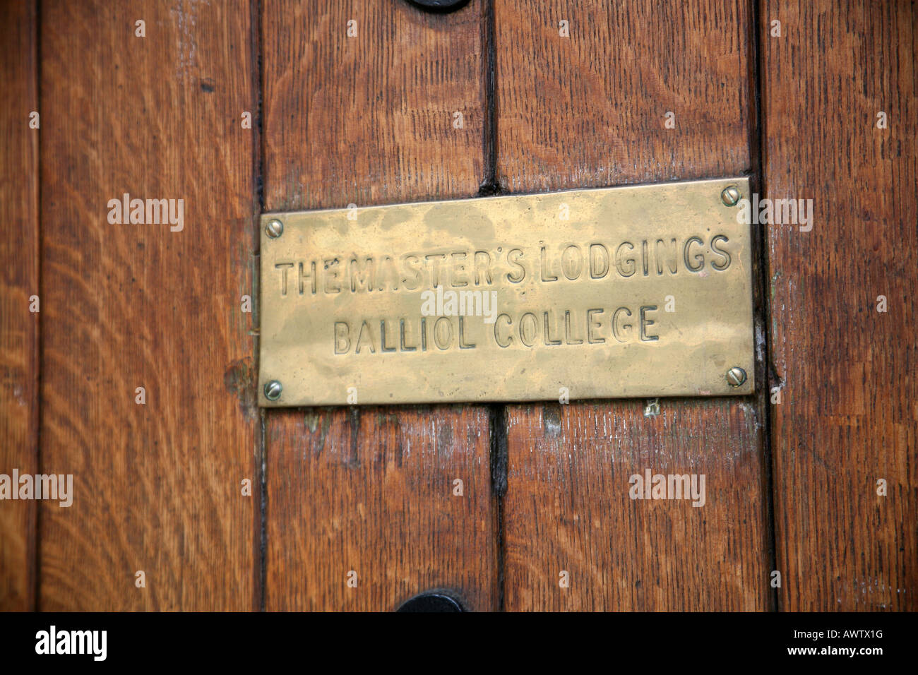 Plaque en laiton au Balliol College, Oxford Banque D'Images
