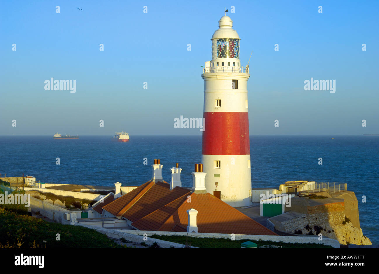 Le phare à Europa Point sur le rocher de Gibraltar Banque D'Images