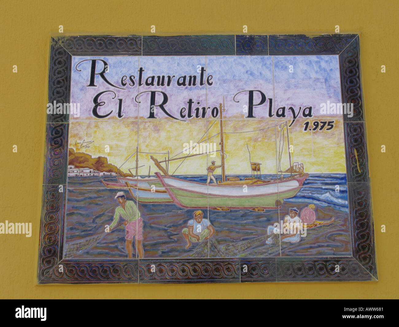 Torremolinos Costa del Sol Espagne restaurant sign en céramique Banque D'Images