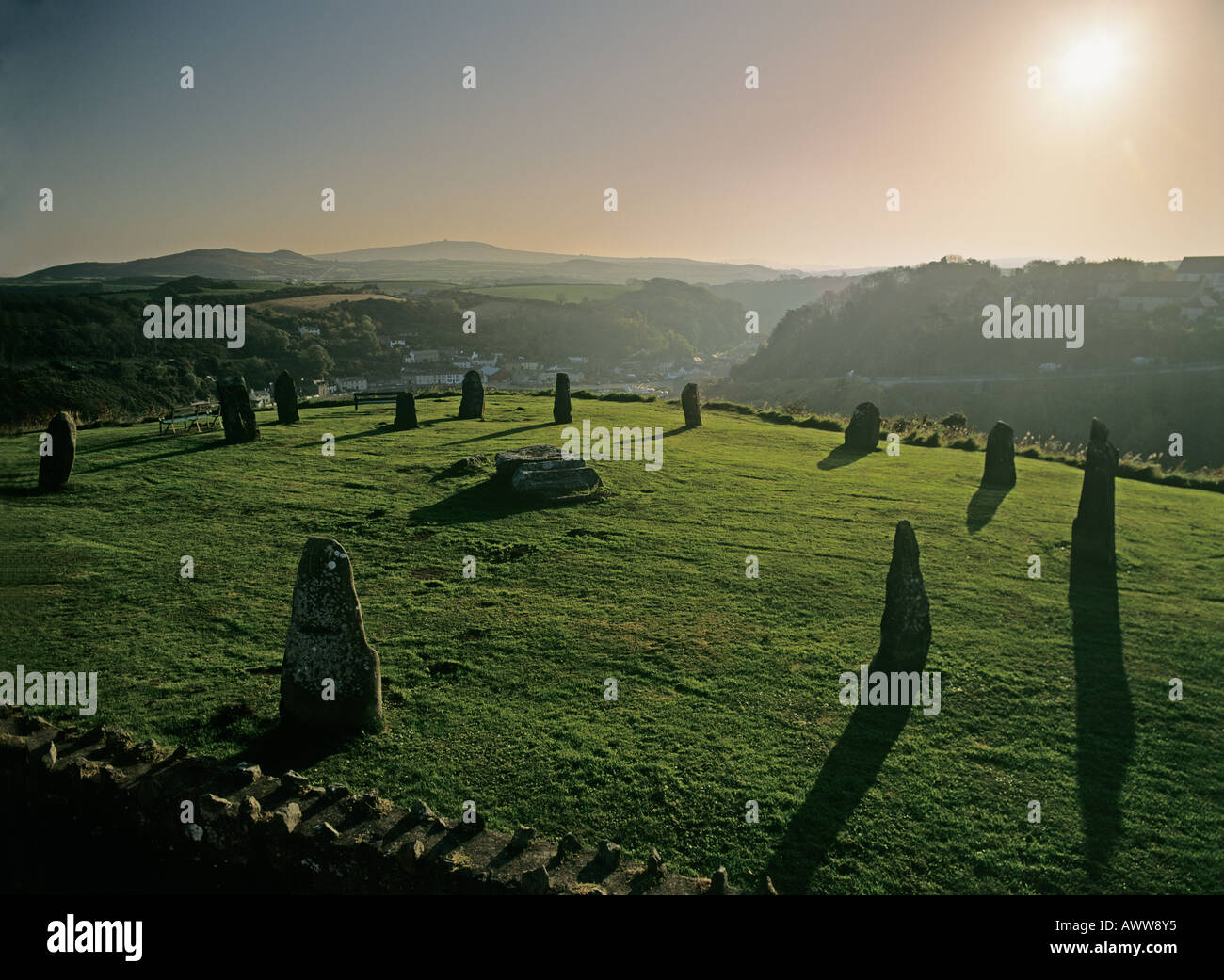 Fishguard Gorsedd Circle pointe site du festival des arts gallois 1936 connue sous le nom d'Eisteddfod Banque D'Images