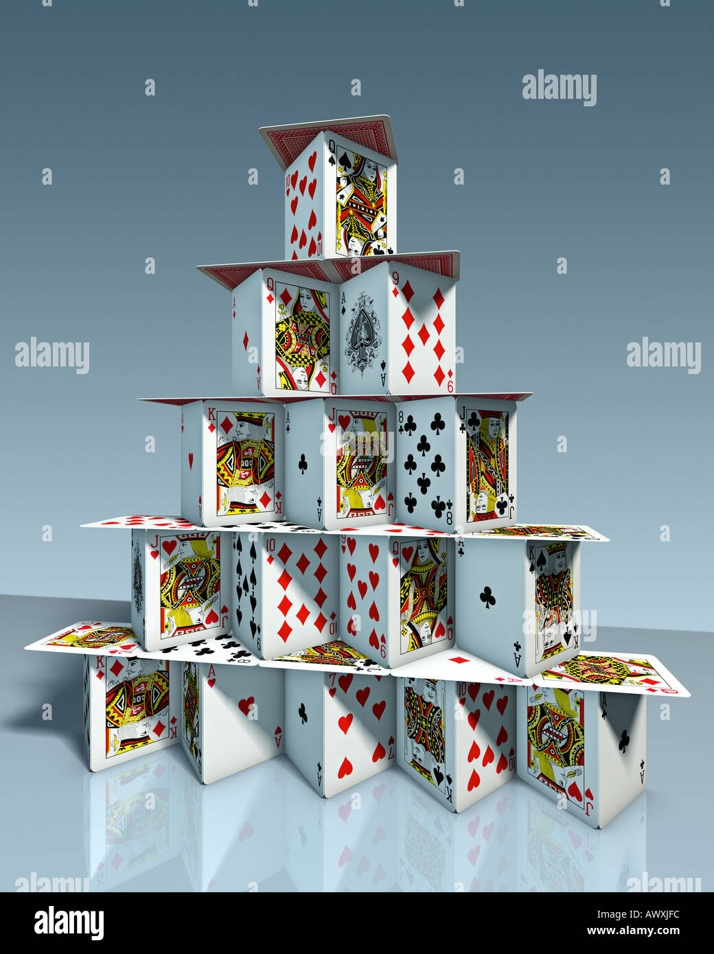 Château de chart house dans l'air jeu de cartes jeu de cartes symbole de l'harmonie l'équilibre de l'état de l'organisation de l'entreprise association club Banque D'Images