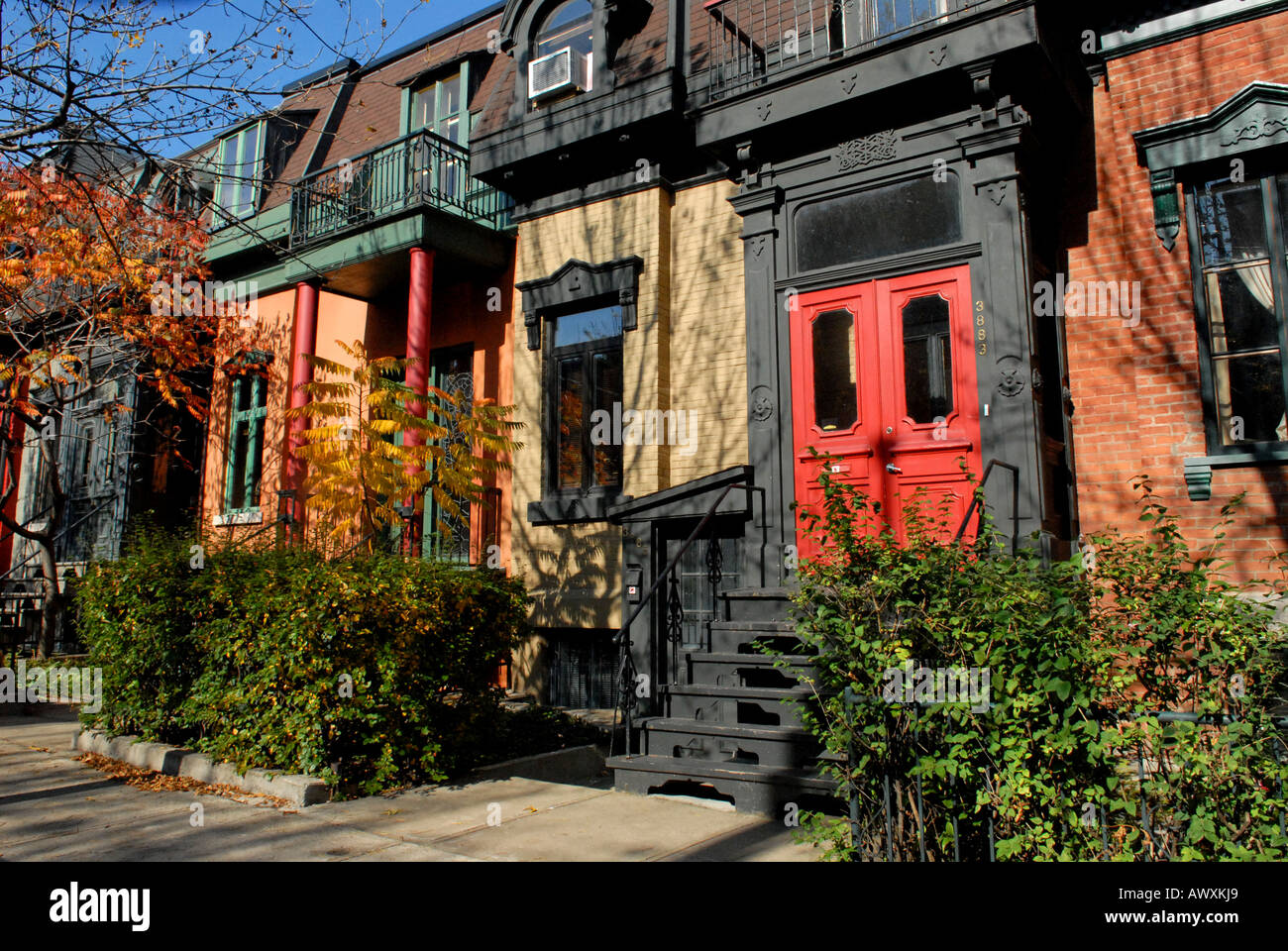 Jolie scène de rue Plateau Mont Royal Montréal (province de Québec, Canada Banque D'Images