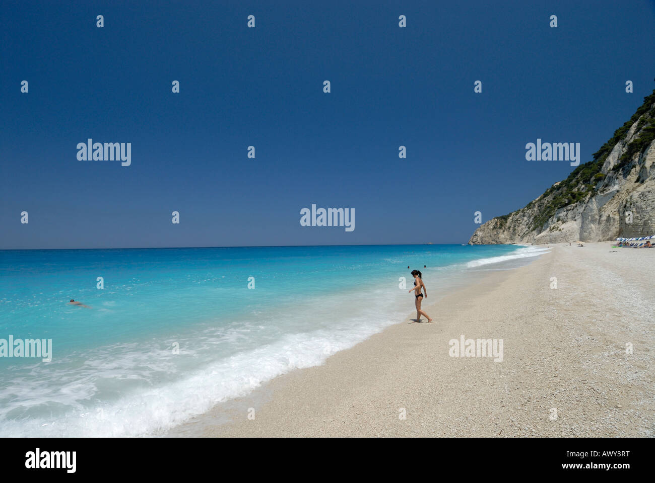 Plage Egremni, Lefkada, Eptanese, île Ionienne, Grèce Banque D'Images