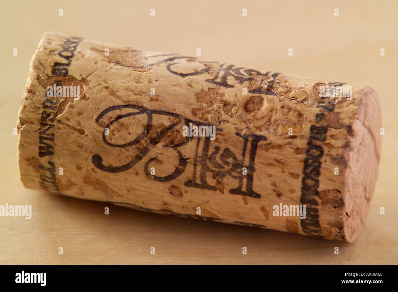 Vin californien de Napa Valley bouchon de liège Banque D'Images