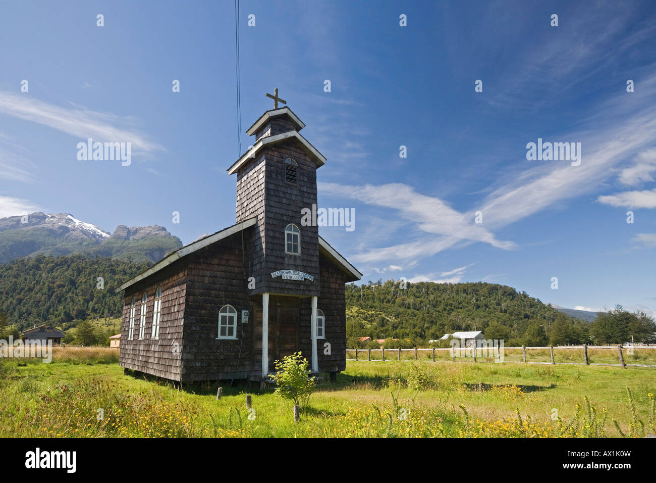 Église, Carretera Austral, Patagonie, Chili, Amérique du Sud Banque D'Images