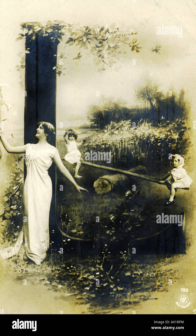 1904 Années 1900 alphabet carte postale en Musterschutz édouardien d'Allemagne Lettre L Banque D'Images
