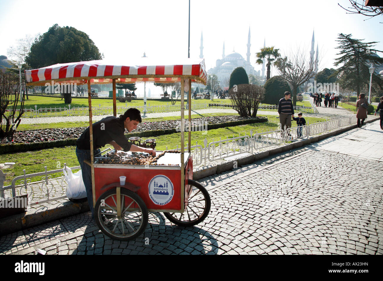 Les jardins de la Mosquée Bleue Istanbul Turquie Banque D'Images