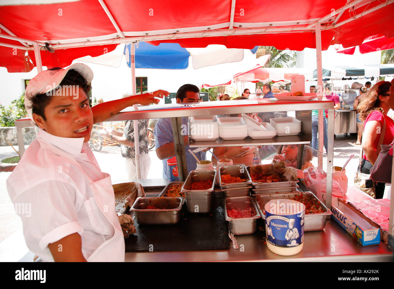 Taco stand, street food, Playa del Carmen, Mexique Banque D'Images