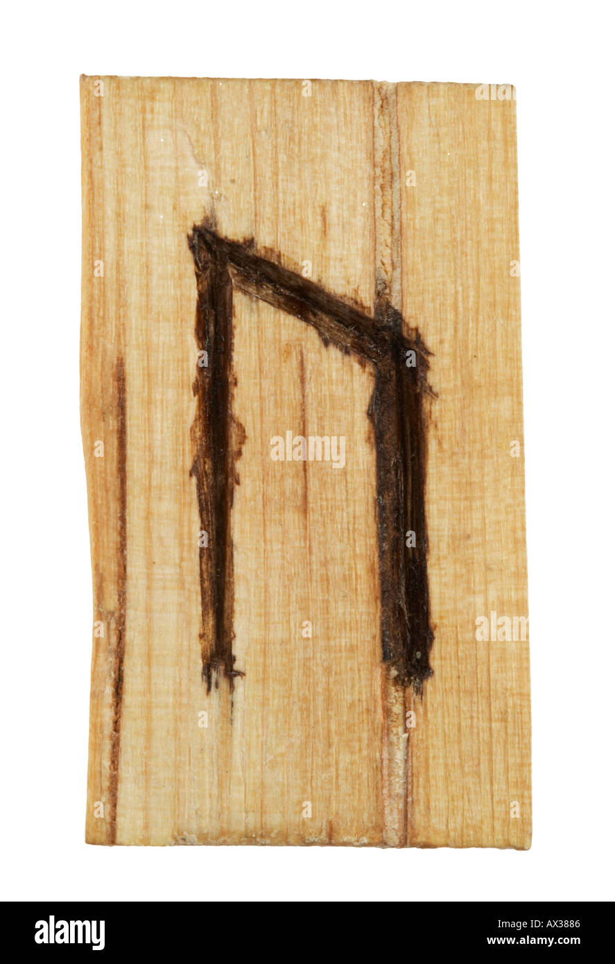 Bon rune Uruz stave fabriqué à partir de cendres de montagne traditionnelle Rowan et tachées de sang Banque D'Images