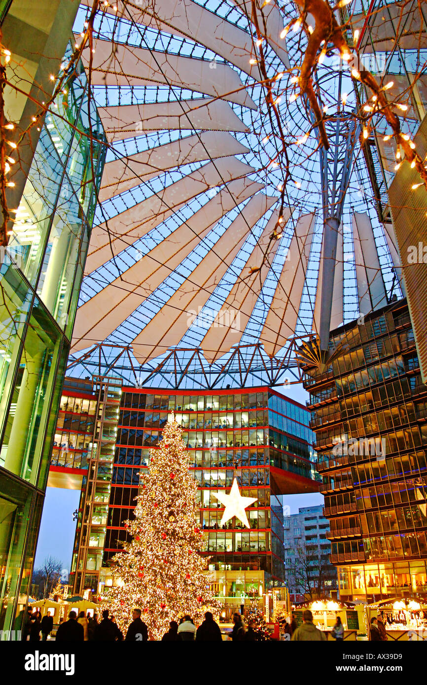 Berlin Potsdamer Platz Sony Center noël Banque D'Images