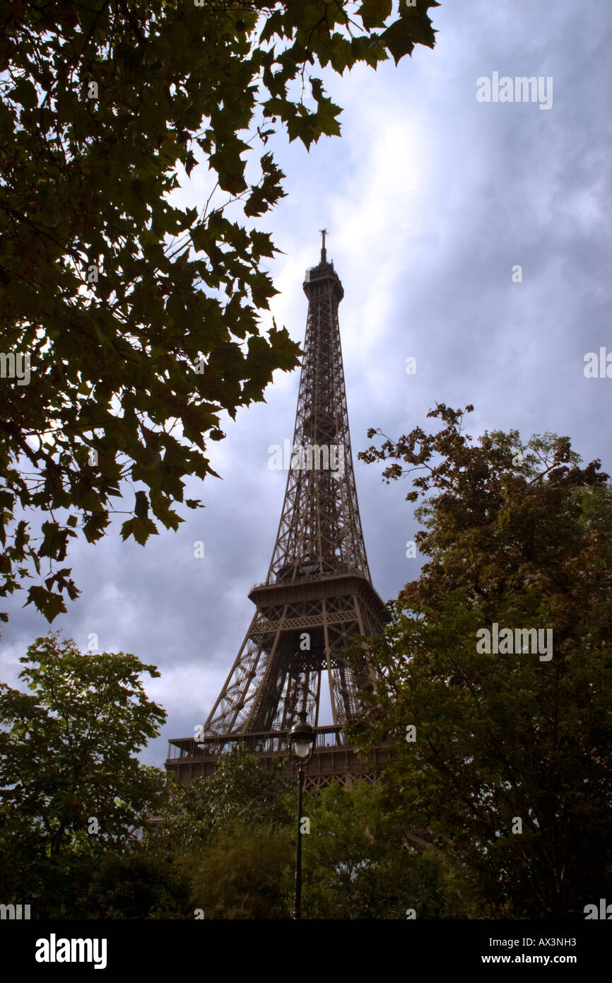 À l'intermédiaire de quelques arbres à la Tour Eiffel Banque D'Images