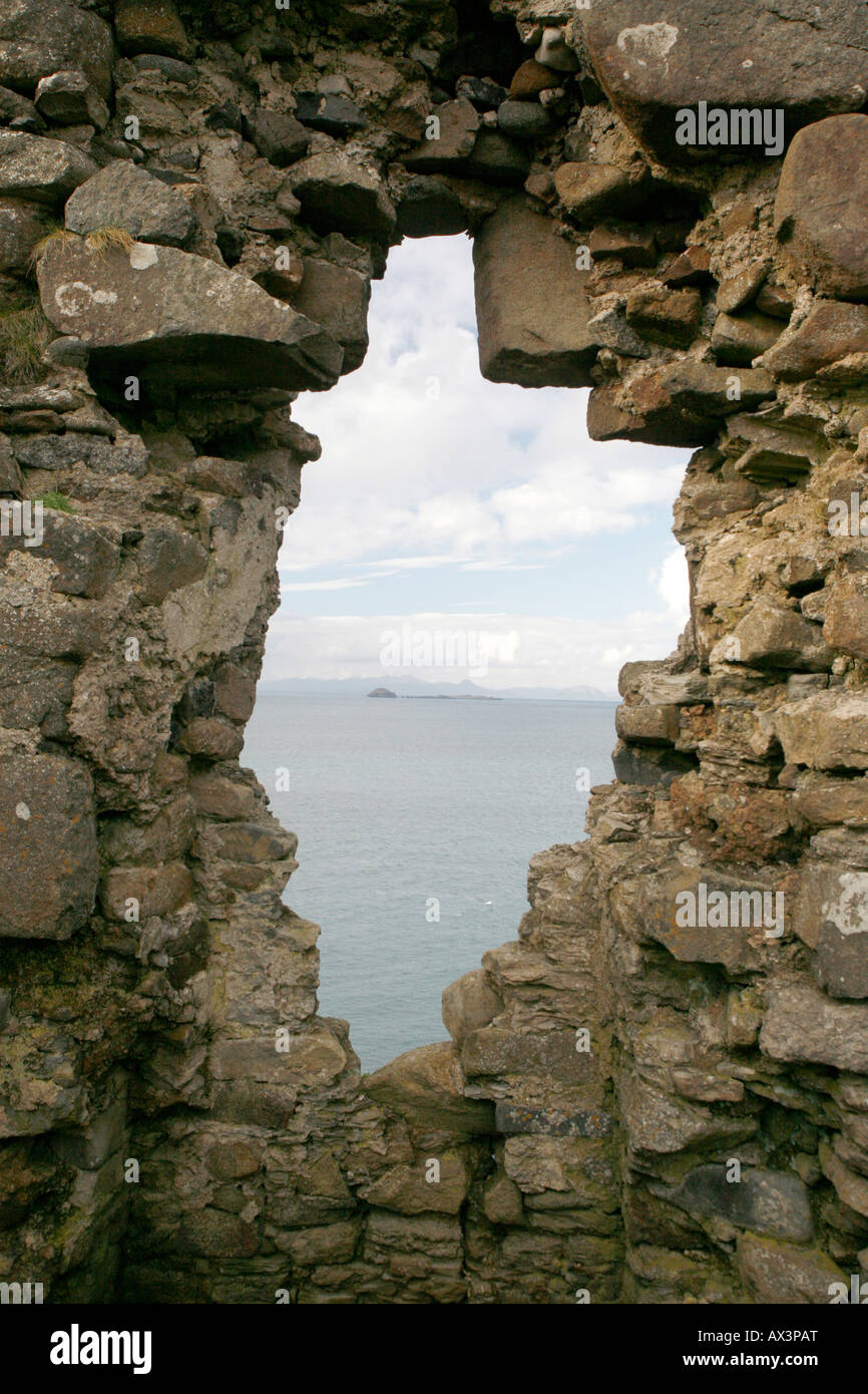 Vue du château de Duntulm Banque D'Images