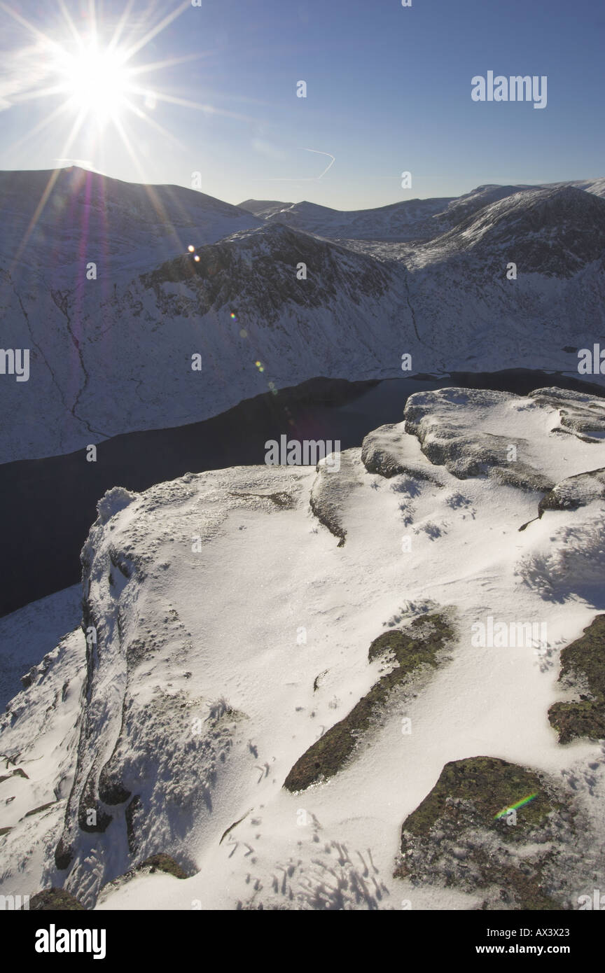 La tête du Loch Avon d'un Fharaidh Stac, Cairngorms. Banque D'Images