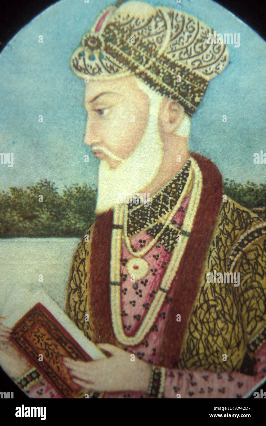 Portrait de l'empereur Mughal Aurangzeb Alamangir (Conquérant persan du monde) dirigeant de 1658-1707) Banque D'Images