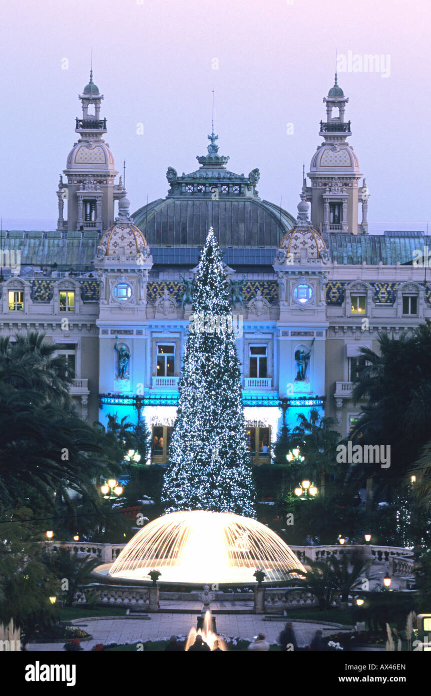 Lumières de décoration de Noël à la place du Casino de Monaco Banque D'Images