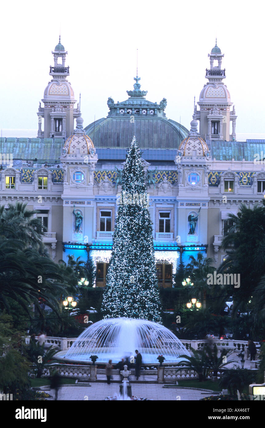 Lumières de décoration de Noël à la place du Casino de Monaco Banque D'Images
